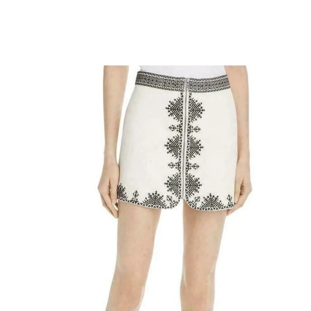 NWT Joie Off-White Caviar Genovefa Embroidered Mini Skirt, Size 2